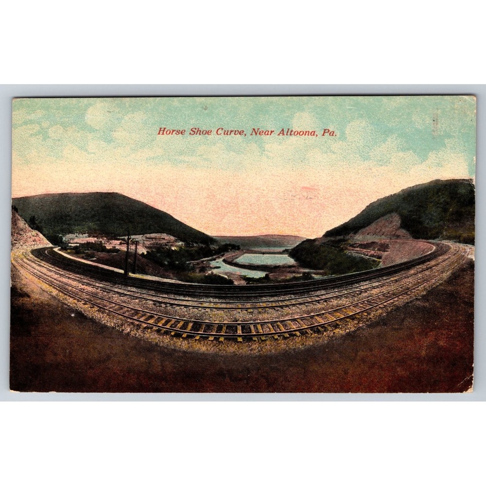 1914 Horse Shoe Curve Altoona PA Vintage Postcard Railroad Panoramic View